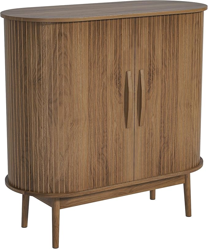 Small Sideboard Buffet Cabinet with Storage, Sliding Doors, 31" Wood Narrow Accent Storage Cabinet, Modern Buffet Table for Kitchen, Living Room (Walnut)