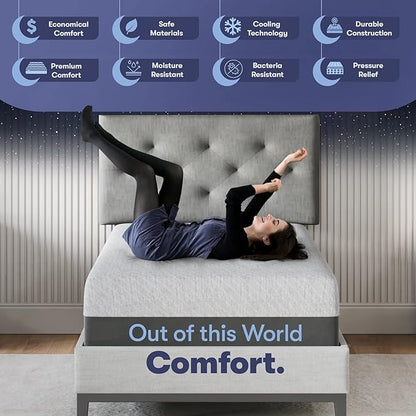 Celestial Sleep Gel Memory Foam Mattress in a Box, Made in The USA, CertiPUR-US® Certified Foam, Oeko-Tex, and Fiberglass-Free Certified Bed, 12 inch Soft - Twin