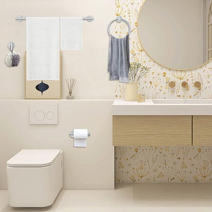 5-Piece Towel Bar Set Brushed Nickel Bathroom Hardware Set Include Towel Bar Towel Ring Paper Towel Holder Coat Hooks Stainless Steel Wall-Mounted 23.6 in