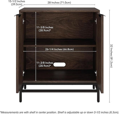 Henn&Hart 28" Fluted Wooden Accent Cabinet, Modern Ribbed Sideboard Buffet Cabinet with 2 Doors and an Adjustable Shelf for Living Room, Dining Room, Bedroom or Entryway, Alder Brown