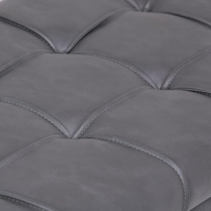 SIMPLIHOME Dover 44 inch Wide Contemporary Rectangle 3 Pc Storage Ottoman in Stone Grey Vegan Faux Leather, Assembled, for the Living Room, Entryway and Family Room