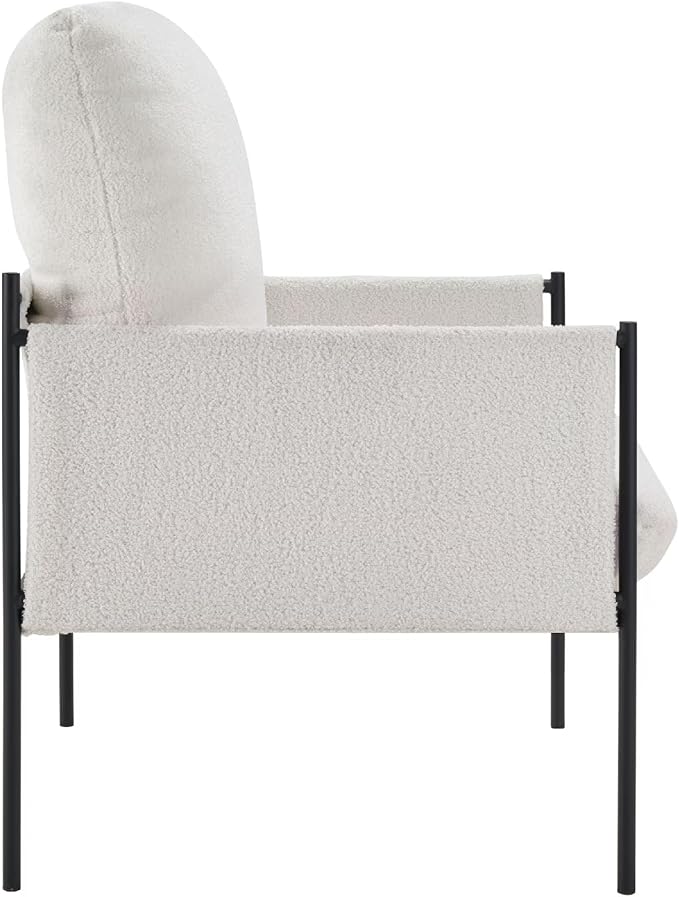 FLEXISPOT Accent Chair for Living Room,Arm Chair for Bedroom,with Wide Large Plus Size Cushion,Metal Frame,Reading Bedroom Chair Armchair for Home/Office/Cafe/Apartment/Waiting Room,White