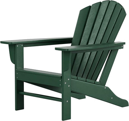 Costaelm Outdoor Adirondack Chair, HDPE Patio Chair, Weather Resistant Lawn Firepit Outside Chairs for Porch, Poolside, Garden, Backyard Deck, Dark Green