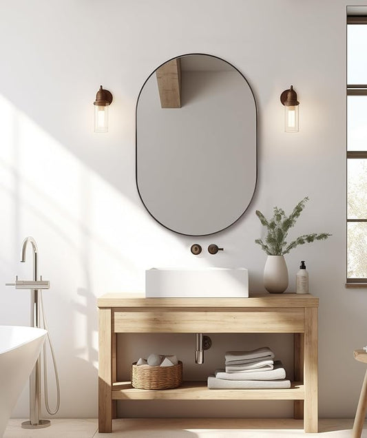 ANDY STAR Bronze Oval Mirror for Bathrooml, 20x33 Oval Bronze Mirror in Stainless Steel Metal Frame Deep 1’’ for Bathroom, Bedroom, Living Room, Entryway, Hang Vertical or Horizontal