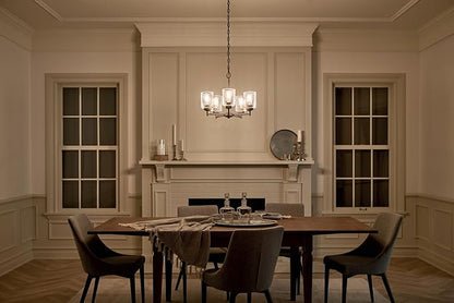 Kichler Winslow 19.75" 5-Light Chandelier Light with Clear Seeded Glass in Black for Kitchen, Bar, Dining Room, Living Room (19.75" x 16.25"), 44030BK