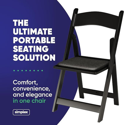 200 Black Resin Stackable Folding Chair - Comfortable Black Foldable Chair - Folding Chairs with Padded Seats - Indoor/Outdoor Folding Chairs for Events - Lightweight Foldable Chairs (200 Pack)