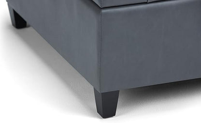 SIMPLIHOME Harrison 36 inch Wide Transitional Square Coffee Table Storage Ottoman in Stone Grey Vegan Faux Leather, Assembled, for the Living Room and Bedroom