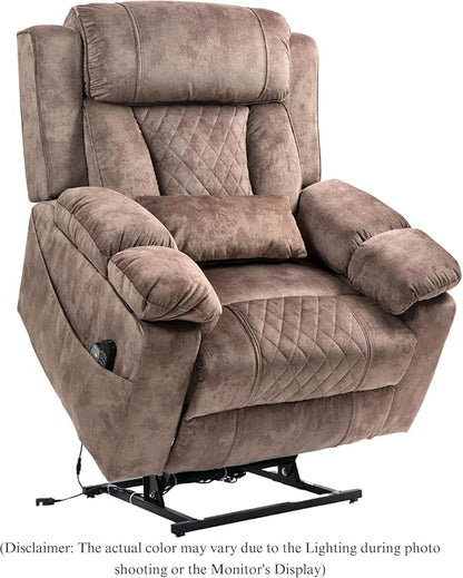 Big Man Power Lift Recliner for Elderly Adults 28 Inch Wide Seat, Lay Flat Lift Chair with Heat Massage, Arm Storage Cup Holders, USB Type C Charging, Oversized Recliner 400 lbs