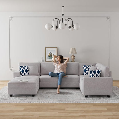 Legend Vansen Modular Sectional Sofa U Shaped Couch with Ottoman Modern Reversible Corner Sectional Couch for Living Room (Light Grey, U Shaped Sofa-3)