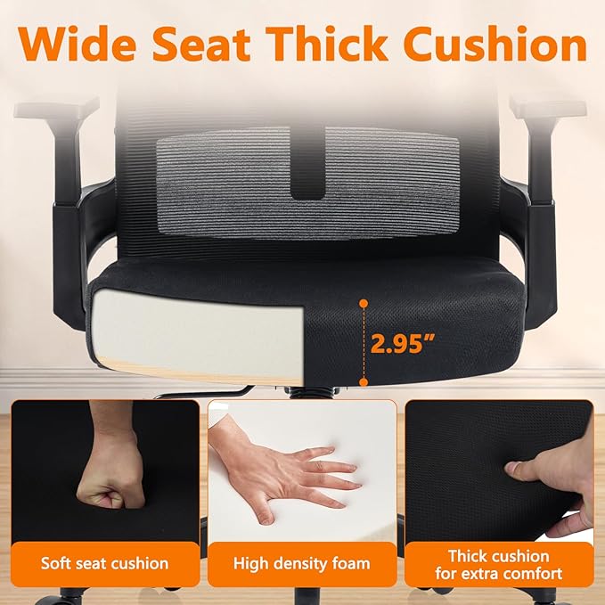 CLATINA 500lbs Big and Tall Office Chair Heavy Duty Mesh Ergonomic Computer Chairs with Adjustable Lumbar Support and Wide Comfy Seat for Home Office Conference Heavy People, Black(4 Pack)