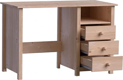 From the Tree Furniture Solid Wood Desk with Drawers – Compact Study Desk for Kids & Adults, Space-Saving Home Office Writing Table, Real Pine Construction