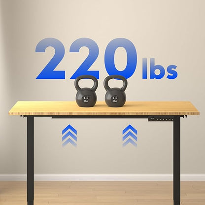 FLEXISPOT E3 Bamboo Dual Motor 48x24 Inch Electric Height Adjustable Standing Whole-Piece Board Sit Stand Up Desk (Black Frame + Bamboo Desktop)