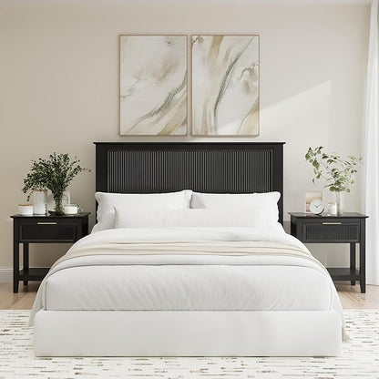 Bush Home 65-inch Full/Queen Headboard with 2 Nightstands, Bedroom Furniture, Camille Collection, Onyx Birch