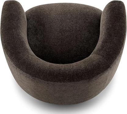 CHERS Swivel Accent Chair, Mid Century Modern Round Barrel Chairs, Upholstered Velvet Fabric Home Sofa Living Room with Solid Wood Base, Single Sofa Lounge Chair, Espresso
