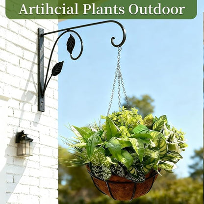 Artificial Plants Outdoor 10 Bundles(Artificial Greenery Fake Plants, Large Bunches Faux Plants with Stems and Plastic Leaves, Outdoor Bushes for Patio Front Porch Yard Garden Decor)