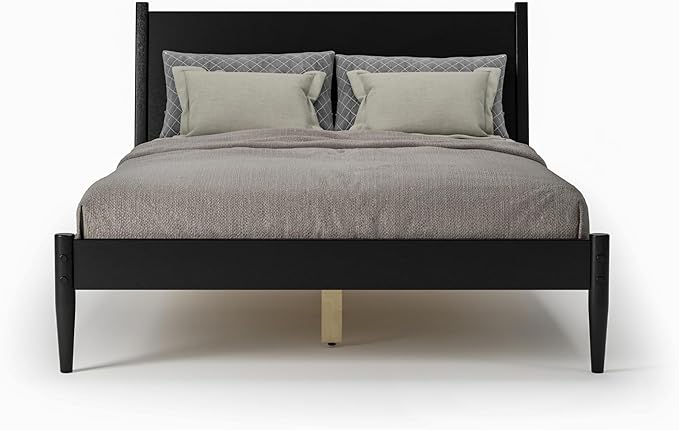 Camaflexi Mid-Century Panel Bed - Queen Size - Black Finish