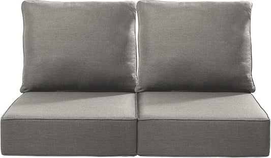 Luxury 24x24x6 Inch Outdoor Seat Cushions - Set of 2 Water Resistant Patio Chair Comfortable Cushion for Porch Set Rattan Dining Rocker Glider Chairs Loveseat Couch Sectional Sofa - Grey
