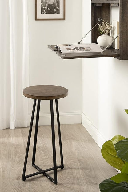 Kate and Laurel Zia Modern Counter Stool, 13 x 13 x 25, Natural Wood and Black, Decorative Contemporary Stool for Kitchen
