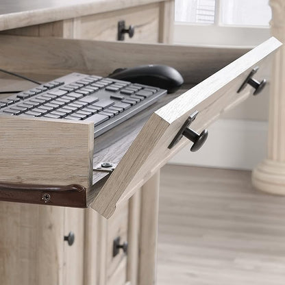 Sauder Palladia Computer Desk with Hutch, Home Office Desk with Drawers, File Cabinet Storage Drawer, Cable Management, Keyboard Tray, in Split Oak Finish