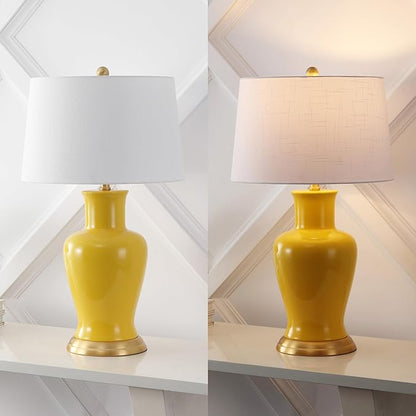 JONATHAN Y JYL4026H Julian 29" Traditional Classic Ceramic Urn LED Table Lamp, Yellow for Bedroom, Living Room, Kitchen, Home Office, Kids Room