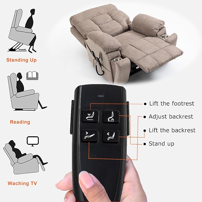 Lift Chair Recliners Lay Flat Sleeping Dual Motor for Elderly Infinite Position Recliner with Heat Massage Up to 400 LBS Electric Power Lift Recliner