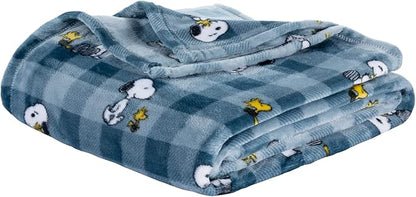 Berkshire Blanket Peanuts® VelvetLoft® Cute Character Snoopy Plush Blanket,Navy Tonal,King 90 in x 108 in (Official Peanuts® Product)