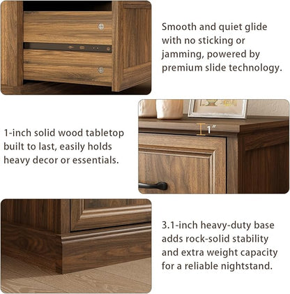 Farmhouse 7 Drawer Dresser for Bedroom, 55 Inch Wide Modern Walnut Dresser TV Stand with Large Drawers & Bar Handles, Rustic Wood Chest of Drawers for Bedroom, Living Room, Hallway, Entryway.