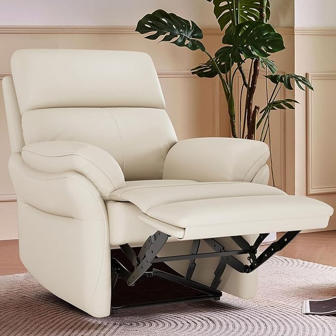 AIRSKY Genuine Leather Recliner Chair, Top Grain Leather, Italian Water-Washing Process, Lazy boy Recliner Chair, for Living Room, Theater Seating, Bedroom. R1, Beige