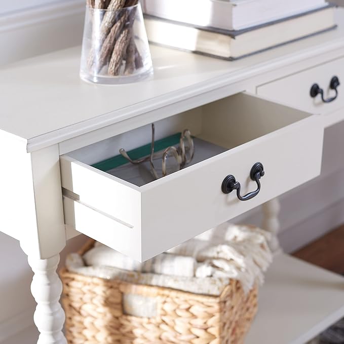 SAFAVIEH Home Collection Athena Distressed White 2-Drawer Console Table