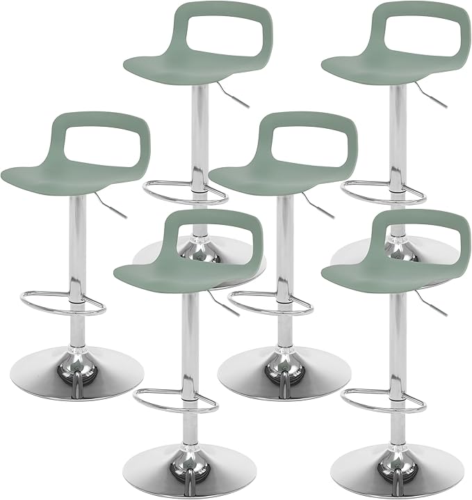 NOBPEINT Contemporary Chrome Air Lift Adjustable Swivel Bar Stool (6 Pieces, Mint Green)