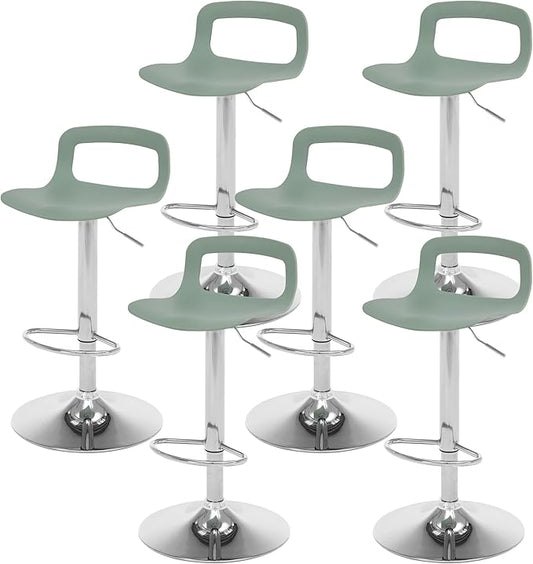NOBPEINT Contemporary Chrome Air Lift Adjustable Swivel Bar Stool (6 Pieces, Mint Green)