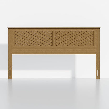 Serene King Size Wood Headboard Diagonal Panel Design in a Stained Pine Finish