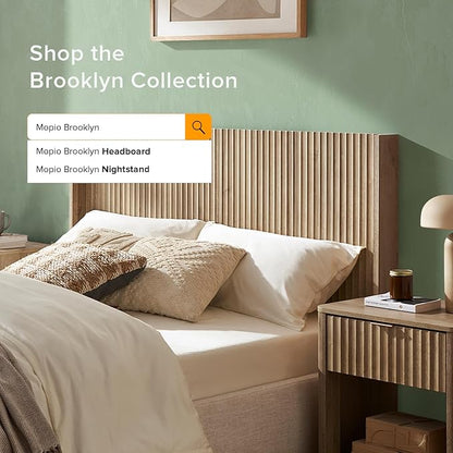 mopio Brooklyn 80.8" Headboard Only, Wood Headboard, Modern Farmhouse, Boho, Wall Mount, Fluted Panel, Wingback Design (Golden Oak, King)