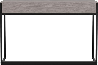 Martha Stewart Ollie Home Office Desk with 3 Drawers in Gray Wood Grain with Oil Rubbed Bronze Hardware