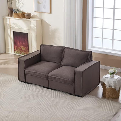 Modern Sectional Sofa for Living Room, Upholstered 2-Seater Modular Couches Linen Fabric Love Seat for Home Furniture, Grey