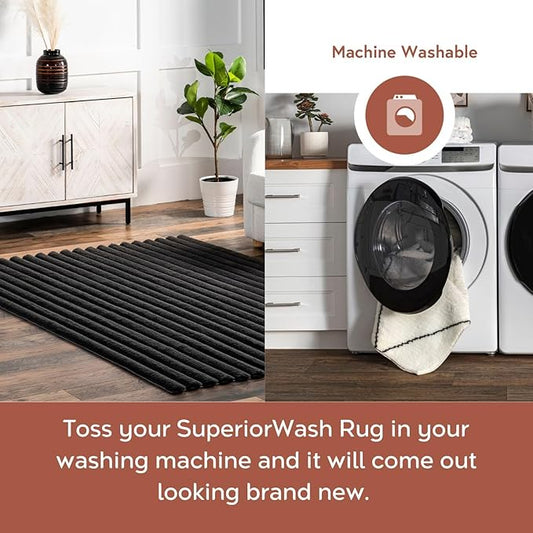 nuLOOM 7'6" x 9'6" Cozy Plush Area Rug, Machine Washable, Non-Slip, Soft Fluffy Shag Carpet for Living Room Bedroom Kids Room Nursery Home Decor, Kai Grey
