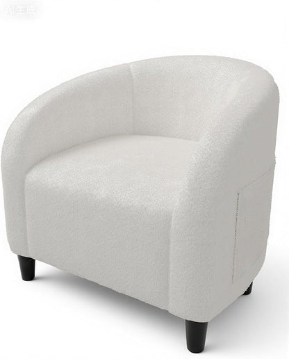 GarveeHome Accent Chair Living Room Chairs Boucle Barrel Chairs Round Armchairs for Bedroom Waiting Room Office Reception Chairs(Beige)