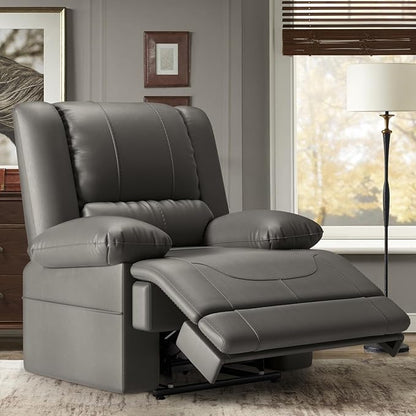 Large Dual Motor Power Lift Recliner Chair with Massage and Heat for Elderly People, Infinite Position,USB Ports and Remote Control,Breathable Leather (Gray)