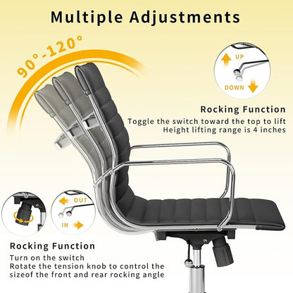 Chair, Desk Computer Chair ，with Armrests ，Ergonomic Office Chair for Home and Office, 17.32 x 22.83 x 35.43 inches, Multiple Colors (Black)