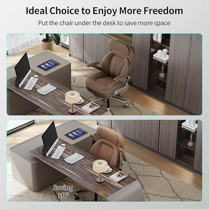 Big and Tall Office Chair, 600lbs Heavy Duty Desk Chair with 5D Arms, Adjustable Lumbar Support & Height, Tilt Function, Fabric High Back Ergonomic Executive Computer Chair with 3'' Casters