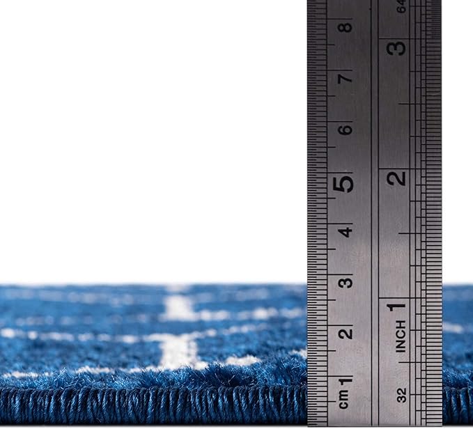Unique Loom Trellis Frieze Collection Area Rug - Geometric (6' 1" x 9', Navy Blue/ Ivory)