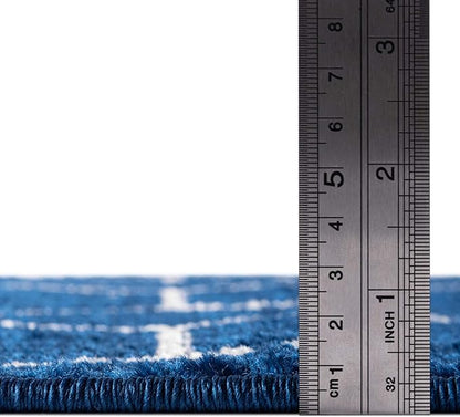 Unique Loom Trellis Frieze Collection Area Rug - Geometric (6' 1" x 9', Navy Blue/ Ivory)