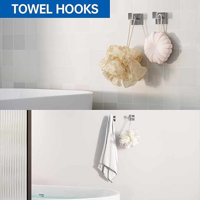 10-Piece Bathroom Hardware Accessories Set, 23.6 Inch SUS304 Stainless Steel Towel Bar Set, Wall Mounted Bathroom Towel Holders, Towel Hooks with Toilet Paper Holder