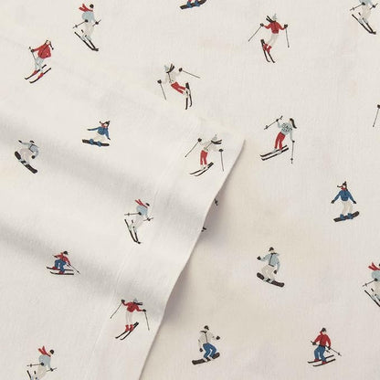 Eddie Bauer - Flannel Sheets King Size, Anti-Pilling & Wrinkle Resistant Cotton, Touchably Soft for All-Season Comfort - Bed Sheets with Matching Pillowcases & Fitted Sheet (Ski Slope)