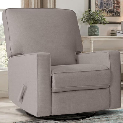 Harkawon Swivel Rocker Recliner Chair, Glider Rocker Recliner, Rocking Chair Nursery, Fabric Chair with High Back, Deep Seat, for Living Room, Bedroom (Brownish Grey-tan)