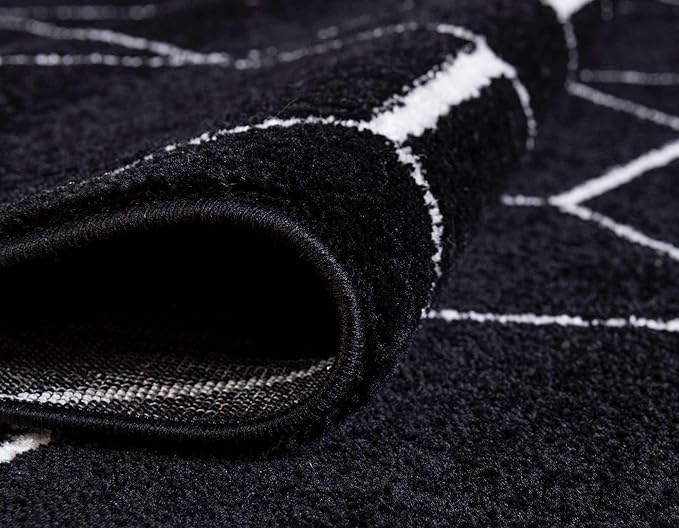 Unique Loom Trellis Frieze Collection Area Rug - Geometric (6' 1" x 9', Black/ Ivory)