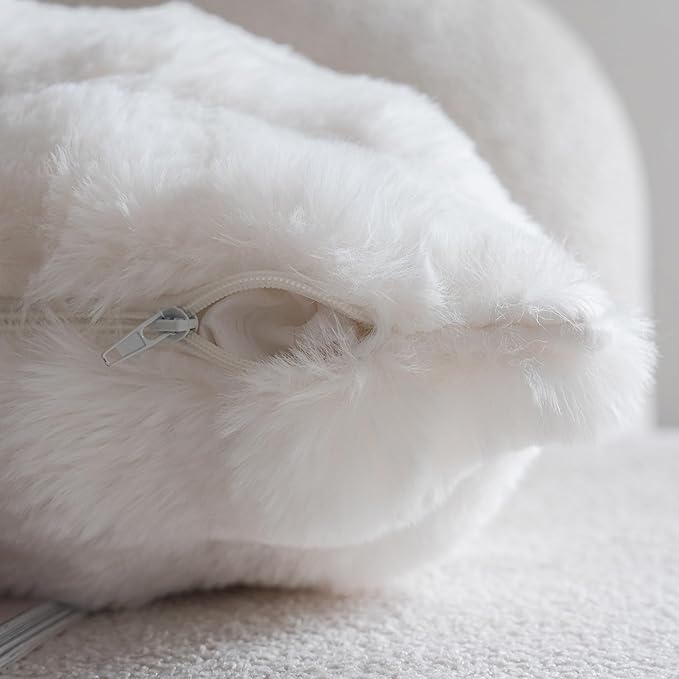 Neelvin Cream White Faux Fur Cozy Soft Double-Sided Decorative Throw Pillow Covers 16x16 inch Set of 2,Velvet Pillowcase Cushion Case for Sofa Couch