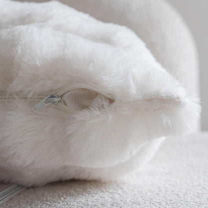 Neelvin Cream White Faux Fur Cozy Soft Double-Sided Decorative Throw Pillow Covers 16x16 inch Set of 2,Velvet Pillowcase Cushion Case for Sofa Couch