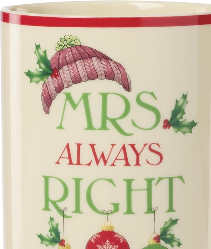 Lenox 898265 Mr. & Mrs. 2-Piece Set of Festive Mugs, Service For 2, Christmas, Drinkware Set, Holiday Glasses