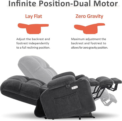 MCombo Dual Motor Power Lift Recliner Chair for Elderly, Lay Flat Lift Chair with Heat and Massage, Petite Lift Chair, Cup Holders, USB A&C Ports, Fabric 7893 (Small, Dark Gray)